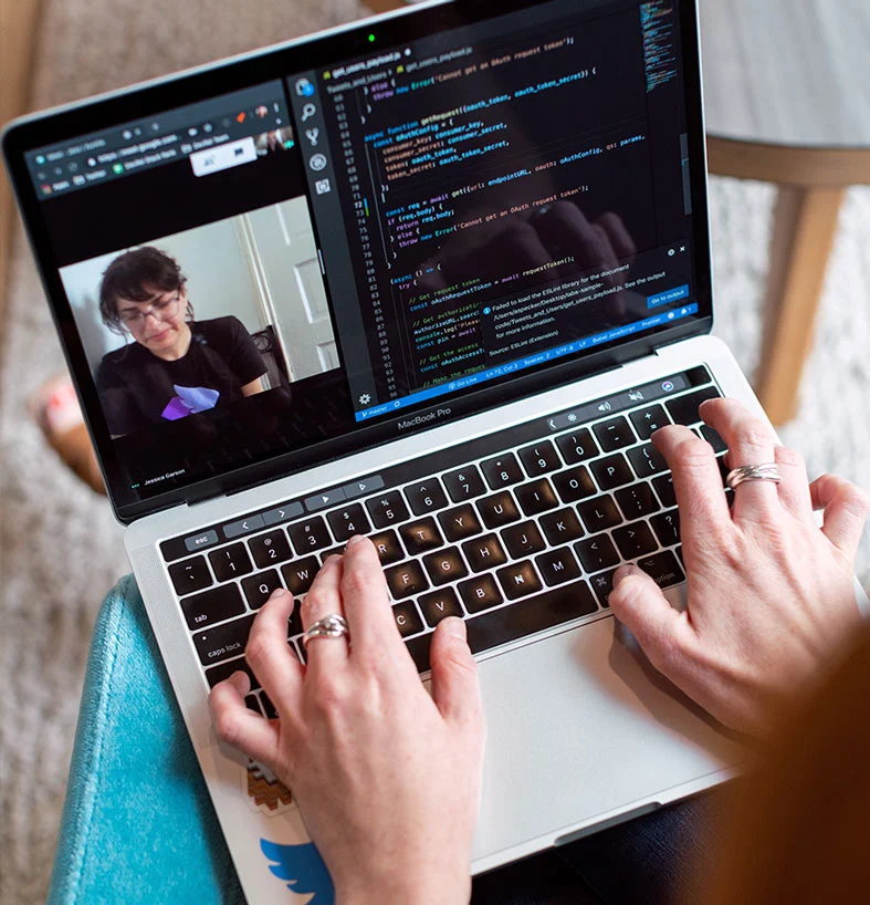 laptop zoom call and code